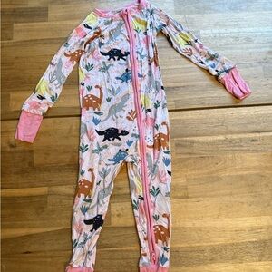 Little sleepies pink dinosaur print 2t
